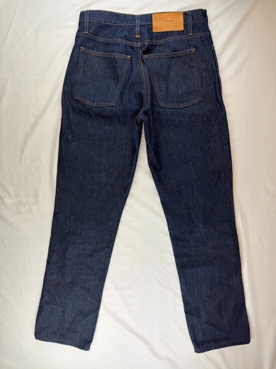 Frame Le Italien Womens Blue Dark Wash High Rise True Straight Jeans Sz 27 - Picture 5 of 12